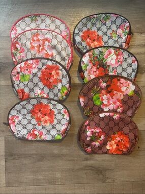 8 Floral Print Cosmetic Pouches
